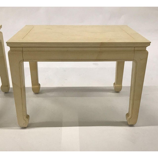 Henredon Asian Inspired Faux Goatskin Tables — a Pair For Sale - Image 10 of 12