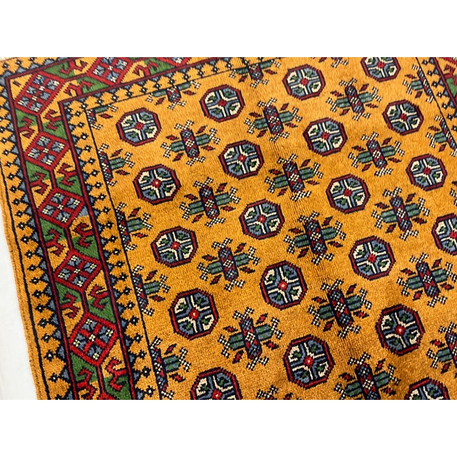 Gold Golden Ochre Tribal Area Rug With Mori Gul Motifs, 3'11" X 5'10" For Sale - Image 8 of 15