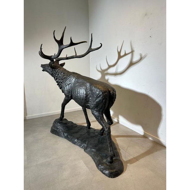 Metal Vintage Bronze Stag Sculpture For Sale - Image 7 of 9
