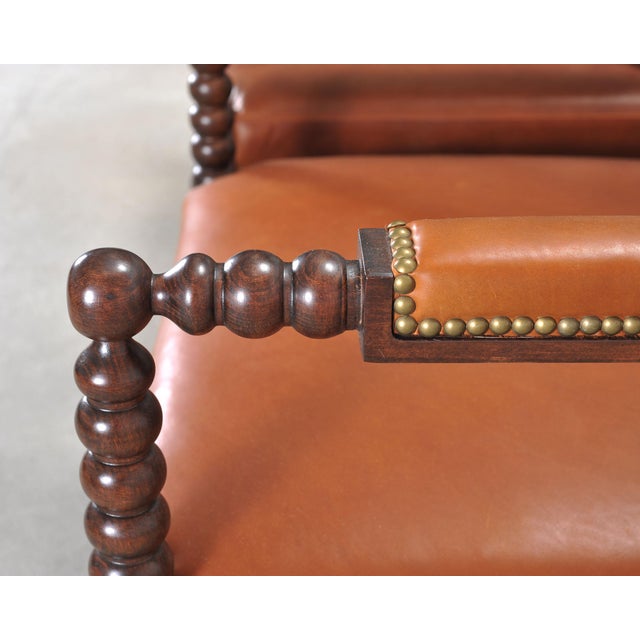Pair of Ralph Lauren New Bohemian Leather Spindle Chairs For Sale - Image 15 of 18