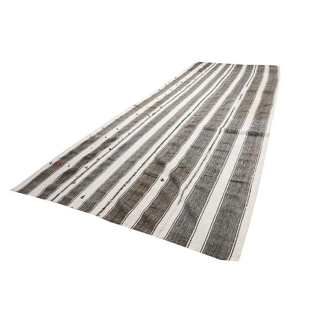 Mid-Century Modern Striped Large Vintage Kilim Rug For Sale - Image 3 of 7