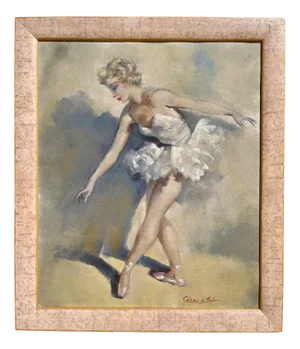 César Vilot, Ballerina, Oil on Canvas, Framed