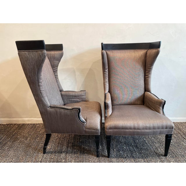 1960s Vintage High Back Wing Chairs - A Pair For Sale In Chicago - Image 6 of 7