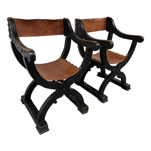 Renaissance-Style Savonarola Chairs, Pair For Sale
