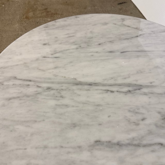 Ferm Living Round Carrara Marble + White Metal Coffee Table/ Side Table For Sale - Image 11 of 12