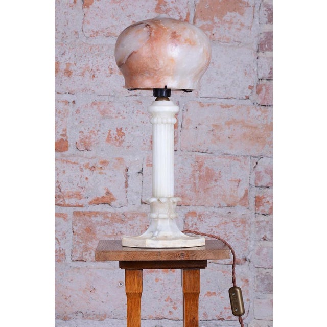 Art Deco Table Lamp in Marble and Alabaster, France, 1920s For Sale - Image 3 of 10