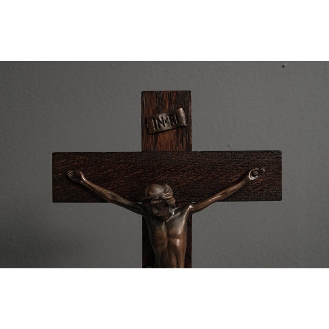 Brutalist Jesus Cross in Metal and Wood For Sale - Image 16 of 18