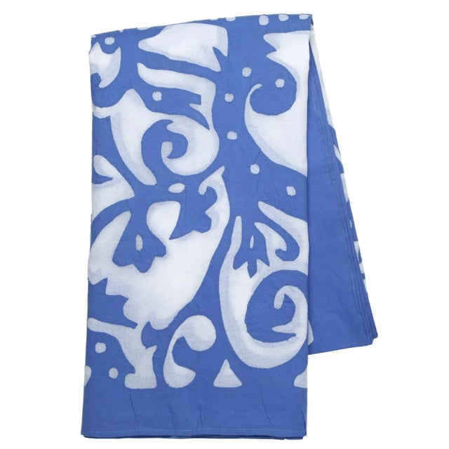 Rumana Applique Tablecloth, 6-seat table - Periwinkle For Sale - Image 4 of 4