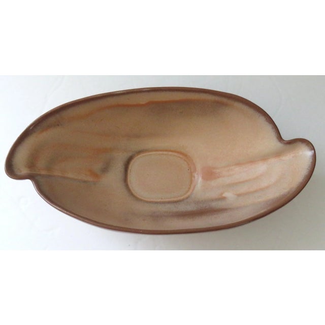 Mid-Century Modern Vintage Frankoma Pottery Plainsman Brown Satin Oval Vegetable Bowl #202 For Sale - Image 3 of 5