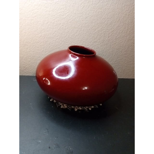 1980s Scheurich Amano Red Torpedo Squat Vase For Sale - Image 4 of 6