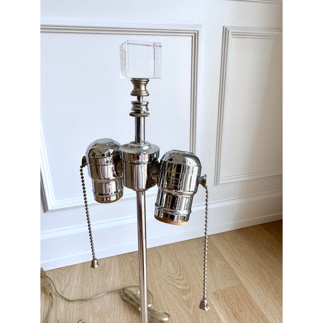 Transparent Signed Sculptural Stacked Lucite Table Lamps, Intentional Asymmetrical Pair, 1970s For Sale - Image 8 of 12