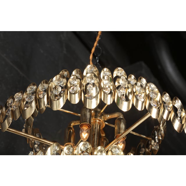 Gaetano Sciolari 1970s Vintage Gaetano Sciolari Three Tier Brass Pendant For Sale - Image 4 of 8