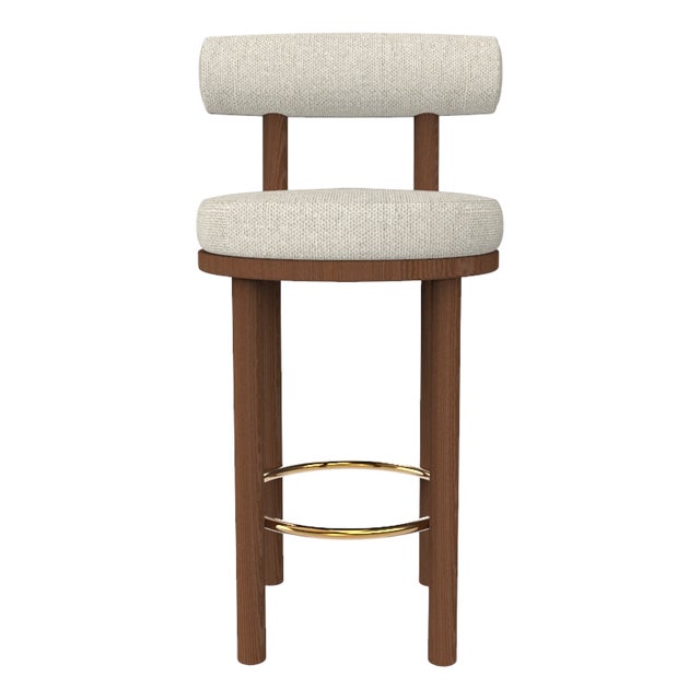 Collector Modern Moca Bar Chair in Safire 7 Fabric and Smoked Oak by Studio Rig For Sale