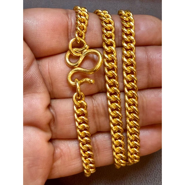 2020s Vintage 24k Solid Yellow Gold Curb Link Chain, 79.1 Gm , 24" Long Made in Turkey For Sale - Image 5 of 8