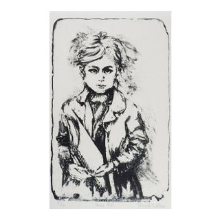 Late 20th Century Lithograph of Young Girl For Sale