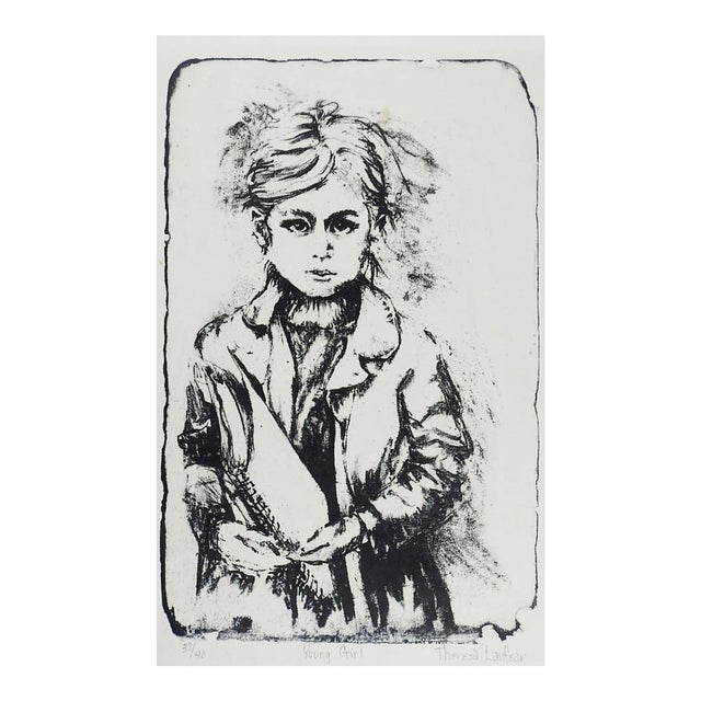 Late 20th Century Lithograph of Young Girl For Sale