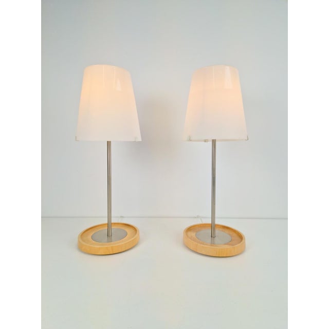 Brown Vintage Basisk Table Lamp in Birch and Glass by Wiebke Braash for Ikea, 2000s, Set of 2 For Sale - Image 8 of 11