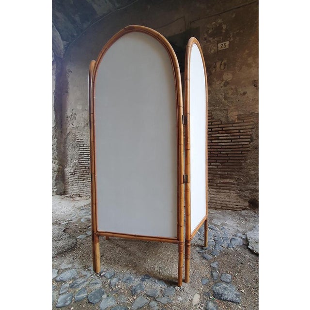 Wood Italian Bamboo and Mirror Room Divider, 1960s For Sale - Image 7 of 11