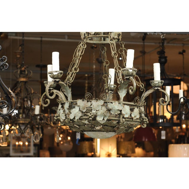 French Country Early 20th Cent. French Two-Tier Chandelier With Vine and Tendril Motif For Sale - Image 3 of 16