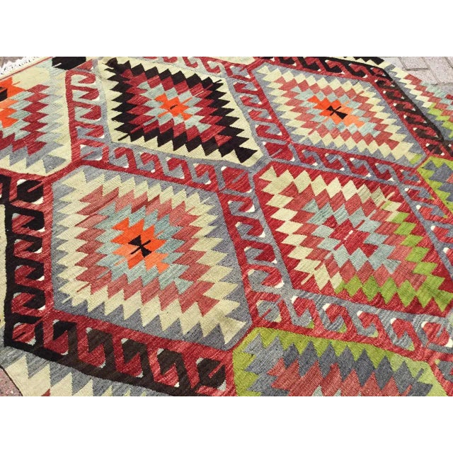 Vintage Turkish Kilim Rug - 106" X 68.5" For Sale In Raleigh - Image 6 of 11