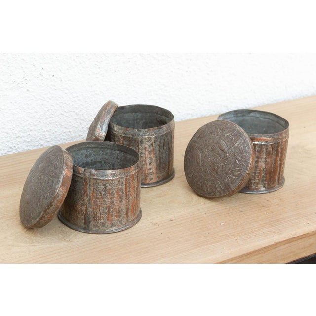Early 20th Century Set of 3 Antique Tinned Copper Spice Jars For Sale - Image 5 of 6
