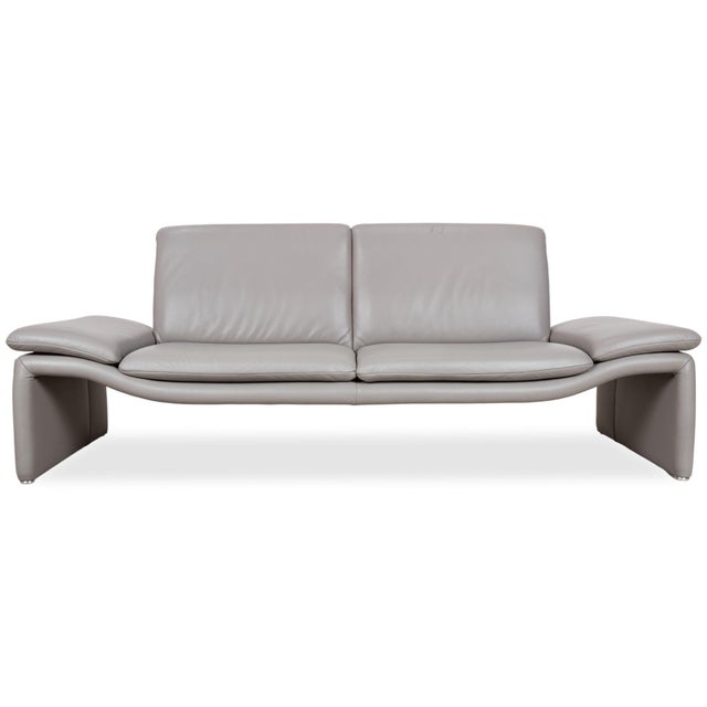 Leather Three-Seater Grey Sofa with Manual Function from Koinor For Sale - Image 16 of 16