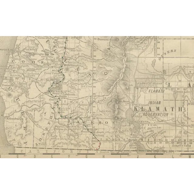 Late 19th Century Antique Map of Oregon Railroads with Counties and Native Indian Reservations, 1888 For Sale - Image 5 of 10