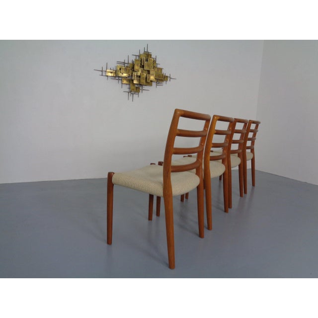 Beige Vintage Danish 85 Dining Chairs in Teak and Wool by Niels Otto Møller for J.L. Møllers, 1960s, Set of 4 For Sale - Image 8 of 14