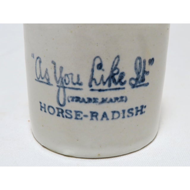 Metal Antique American Stoneware Horsh Radish Jar For Sale - Image 7 of 13