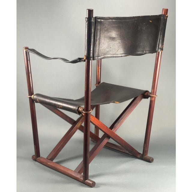 Wood Vintage 1960's Mogens Koch Mk-16 Rosewood and Leather Sling Seat Folding Safari Campaign Chair for Interna For Sale - Image 7 of 13