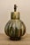 Monumental mid century ceramic lamp with beautiful ribbed shape and organic glaze of gold, green, brown, blue. New dimmer...