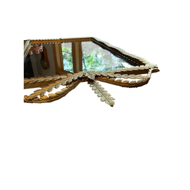 Gold Leaf Mirror Neoclassical Empire Metal Laurel Leaves For Sale - Image 6 of 11