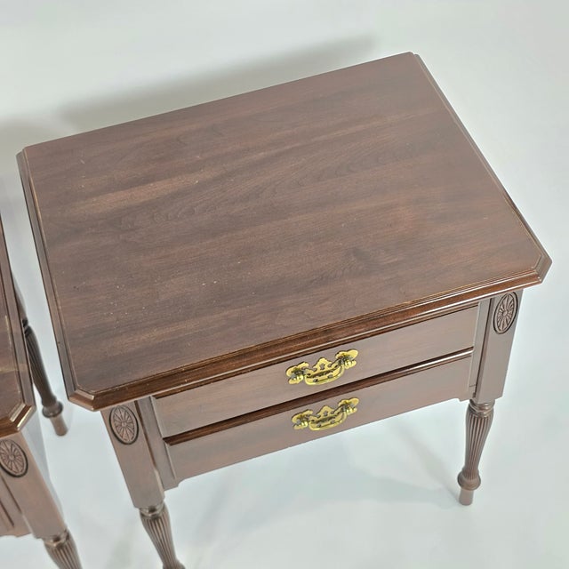 Vintage Ethan Allen "Georgian Court" Two-Drawer Nightstands For Sale In Phoenix - Image 6 of 12