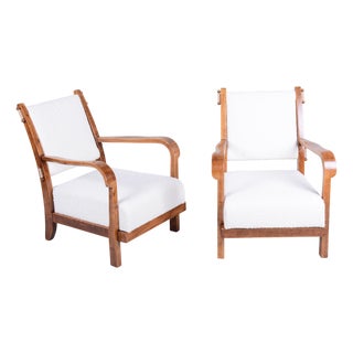 Czech Art Deco Oak Armchairs by Krásná Jizba, 1930s, Set of 2 For Sale
