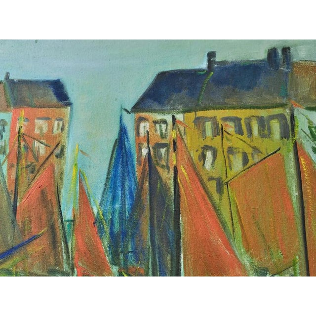 Green A. Niclass, Port City, Oil on Canvas For Sale - Image 8 of 10