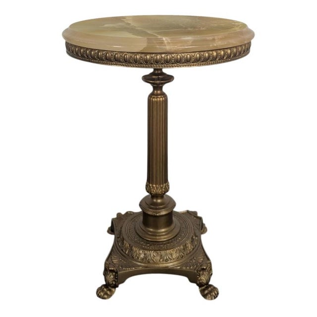 Neoclassical Style Pedestal Table in Onyx For Sale - Image 6 of 6
