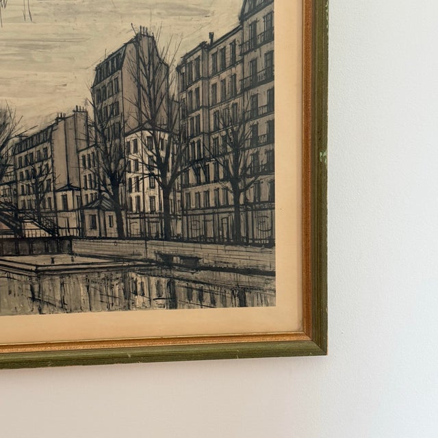 1960s Mid-Century Paris Canal Scene Print in the Manner of Bernard Buffet For Sale - Image 5 of 9