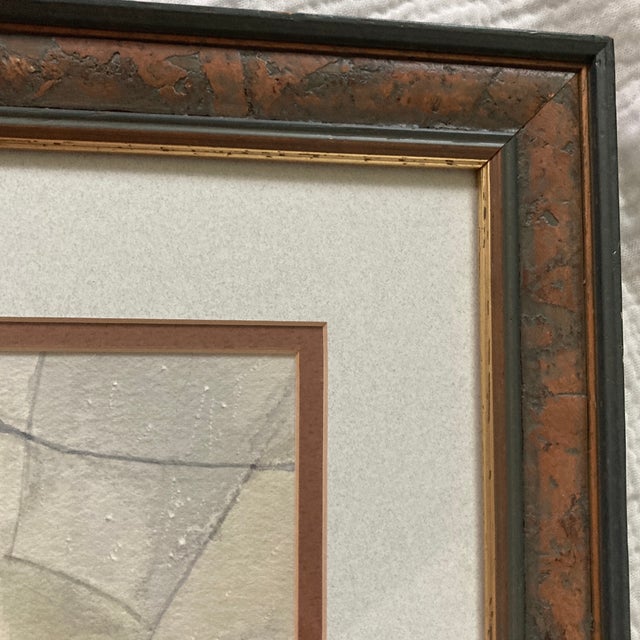 20" Whimsical Polar Bear Painting in Burlwood Frame, Double Matted Gallery Presentation For Sale - Image 9 of 12