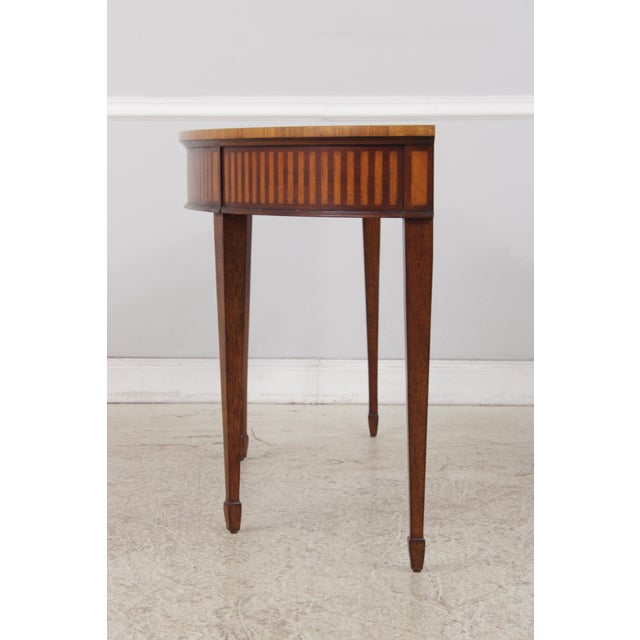 1990s Ethan Allen Inlaid Mahogany Console Hall Table For Sale - Image 5 of 18