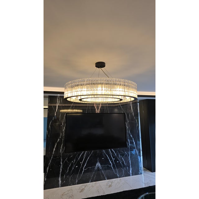 Modern Contemporary Glass Rod Chandelier Black Modern Ceiling Light Chandelier For Sale - Image 9 of 14