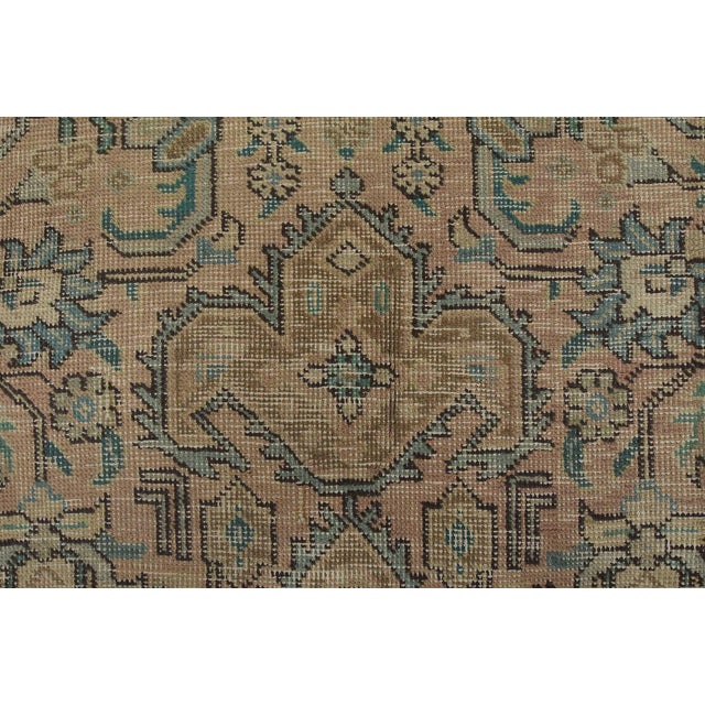 Pink Tabriz Rug 7’11” X 11’3” Pink Wool Vintage Distressed Hand-Knotted Carpet For Sale - Image 8 of 15