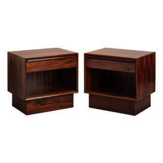 Brazilian Rosewood Nightstand End Tables by Westnofa, Pair For Sale