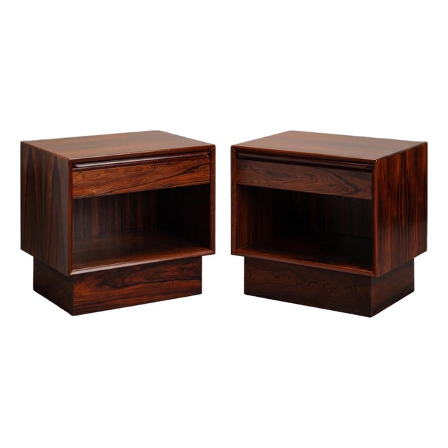Brazilian Rosewood Nightstand End Tables by Westnofa, Pair For Sale