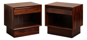 Brazilian Rosewood Nightstand End Tables by Westnofa, Pair
