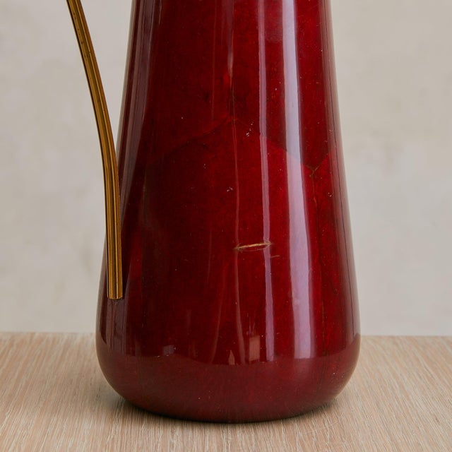 Metal Italian Red Goatskin Parchment Cocktail Set by Aldo Tura for Macabo, 1960s For Sale - Image 7 of 7
