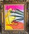 Contemporary abstract painting of a face by artist Alexandra Brown. Signed on the back. In vintage wood frame. Painting...