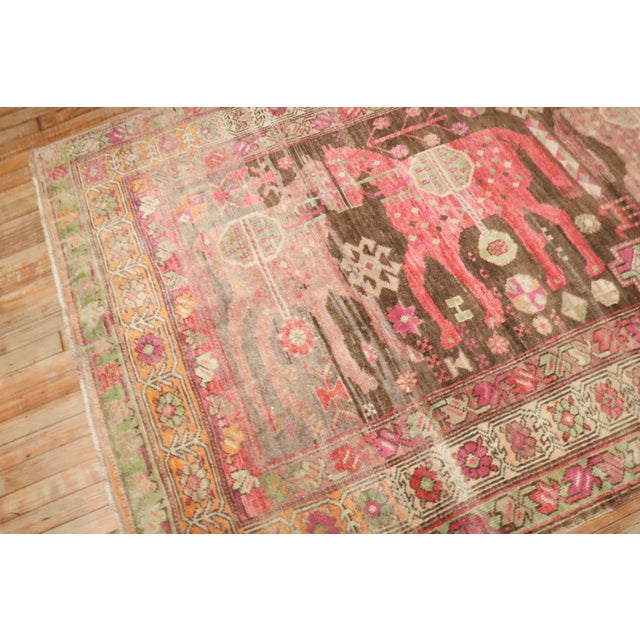 Vintage Zabihi Collection Pictorial Horse Karabagh Rug - 5' x 9'9" For Sale - Image 9 of 10