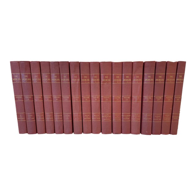 Encyclopedia Set: Vintage 1938 Encyclopedia Americana in Burgundy Wine Red - 17 Volumes For Sale