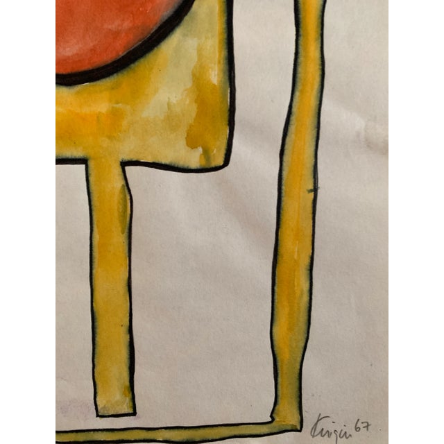 1960s 1967 "Abstract 1 Orange and Yellow" Original Painting Early Work by Michael Knigin For Sale - Image 5 of 7