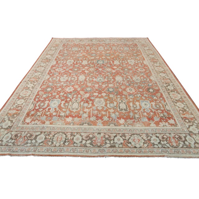 Persian Red Antique Mahal Handmade Wool Rug For Sale - Image 3 of 9